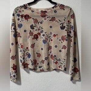 Floral Mesh Long Sleeve Women's Top
